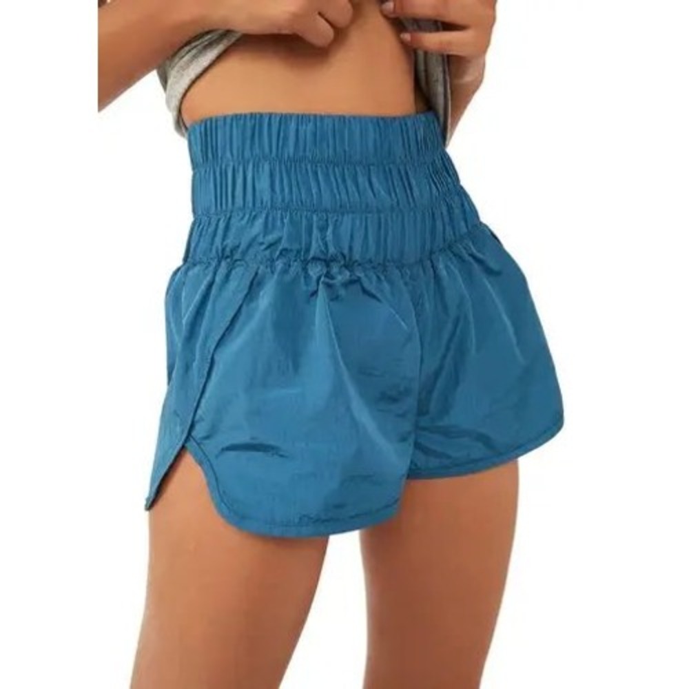 Free People FP Movement The Way Home Shorts M Teal Blue High Waist Running Gym